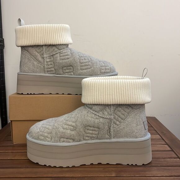 UGG Classic Mini Platform Felted Boots Grey USA Women Size 11/UK 9/EU 42 - Picture 4 of 14